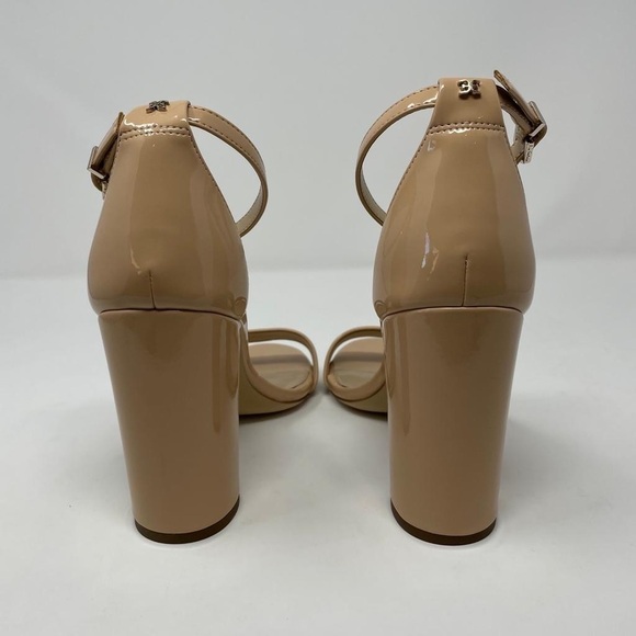 NIB Sam Edelman Yaro Ankle Strap Block Heel Sandals in Patent Beige Blush - Picture 9 of 13